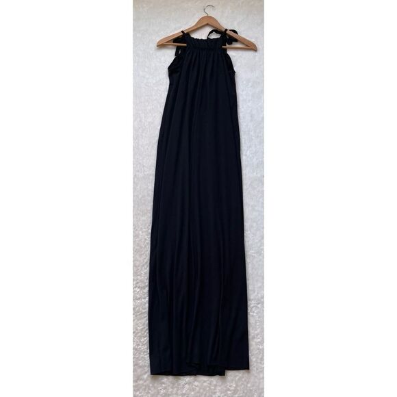 Zara Woman Basic Collection Black Shoulder Tie Flowy Maxi Dress, Size Medium - Picture 5 of 9
